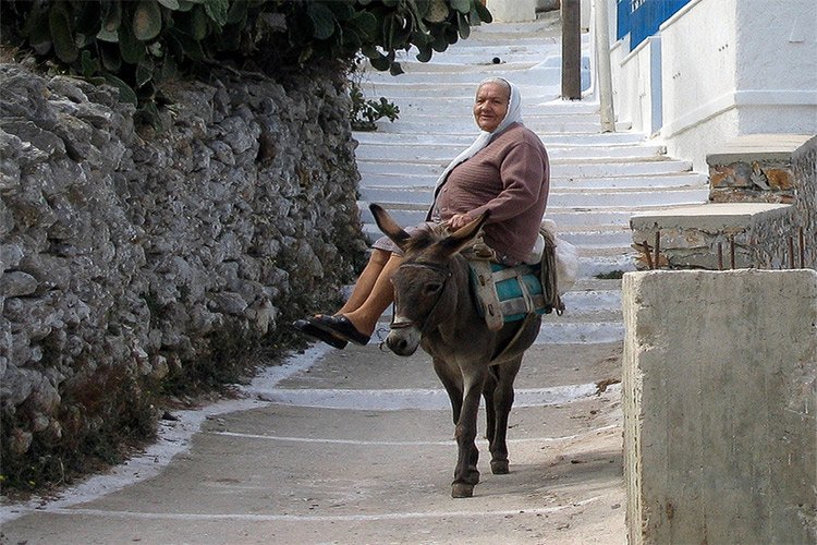greek woman on the donkey